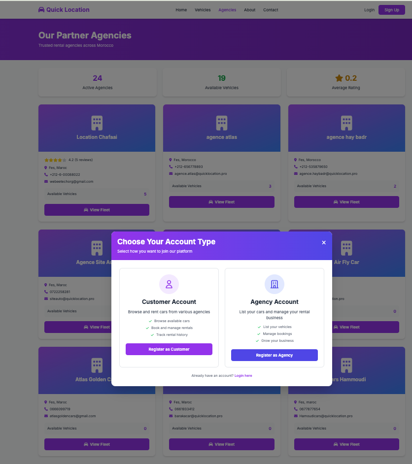 QuickLocation.pro - Vehicle Rental Platform