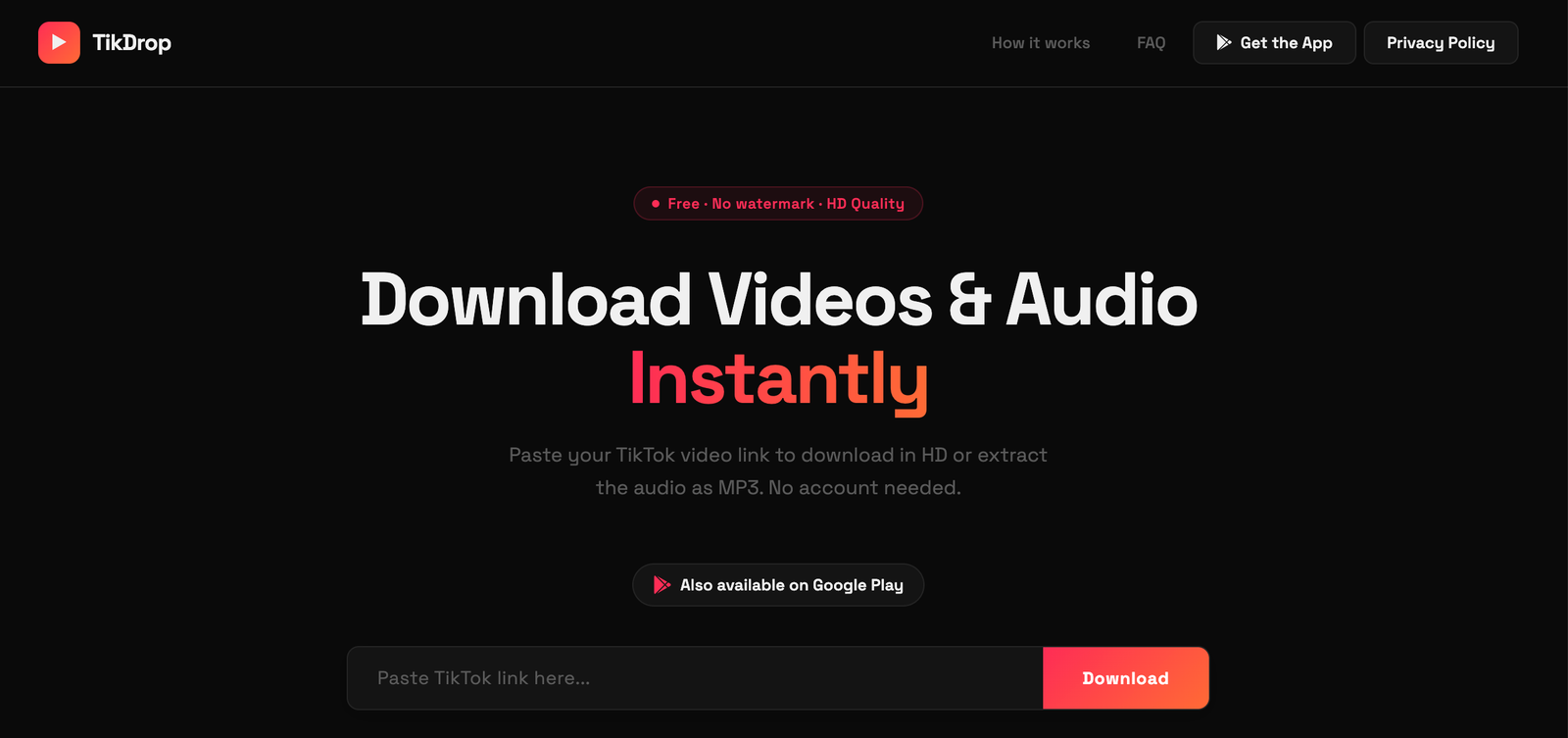 Tikdrop.pro - TikTok Video Downloader (MP4/MP3)